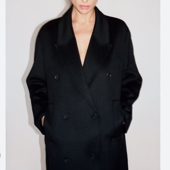 Zara Double Faced Wool Blend Double Breasted Coat - Picture 13 of 16